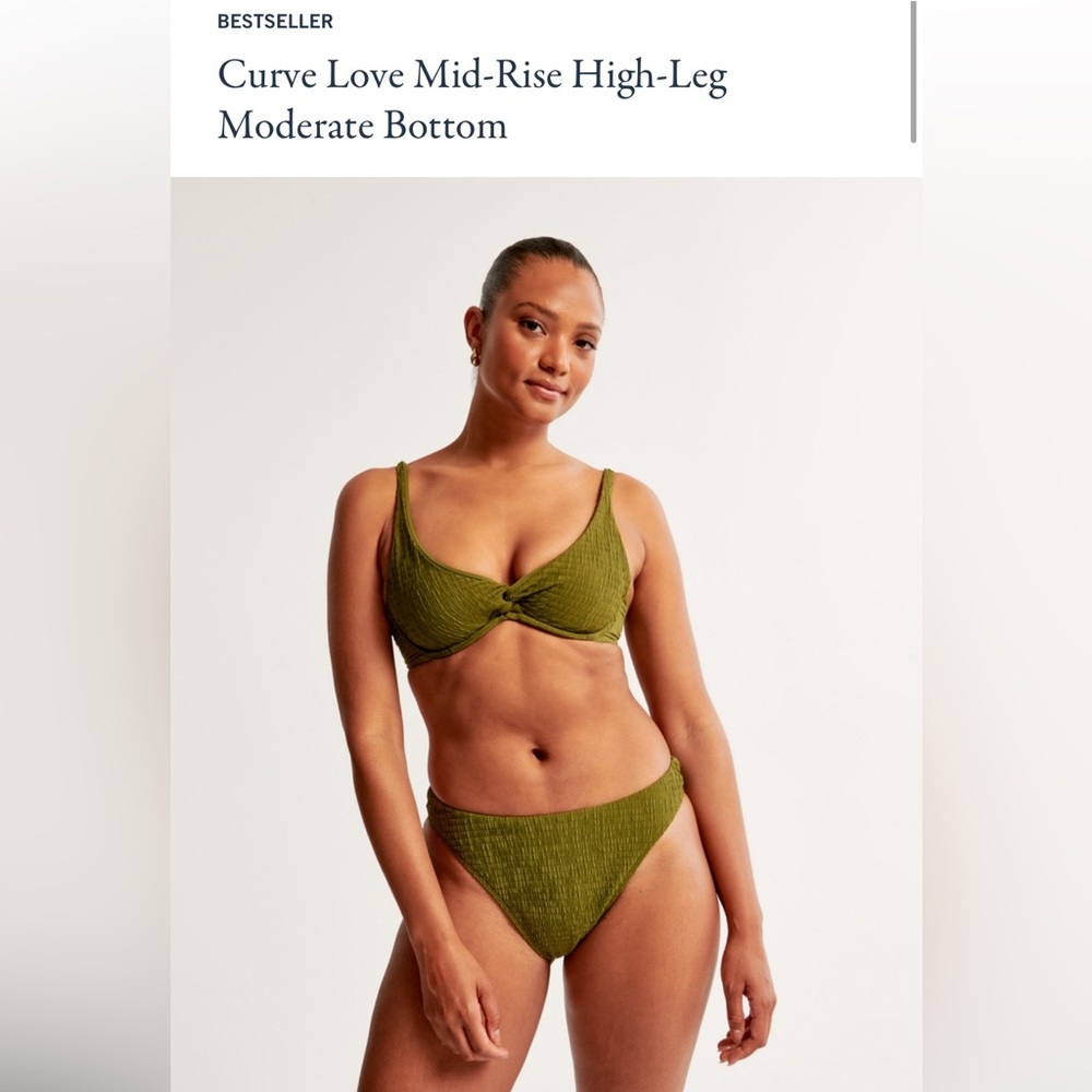 Abercrombie Curve Love Mid-Rise High Leg Moderate bottom - size M, color Green